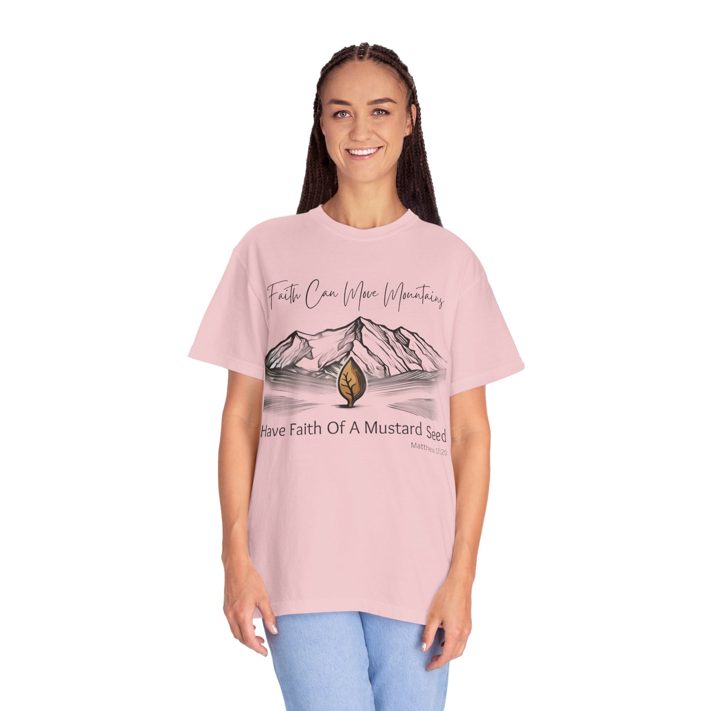 Faith Can Move Mountains – Mustard Seed Christian T-Shirt (Matthew 17:20)
