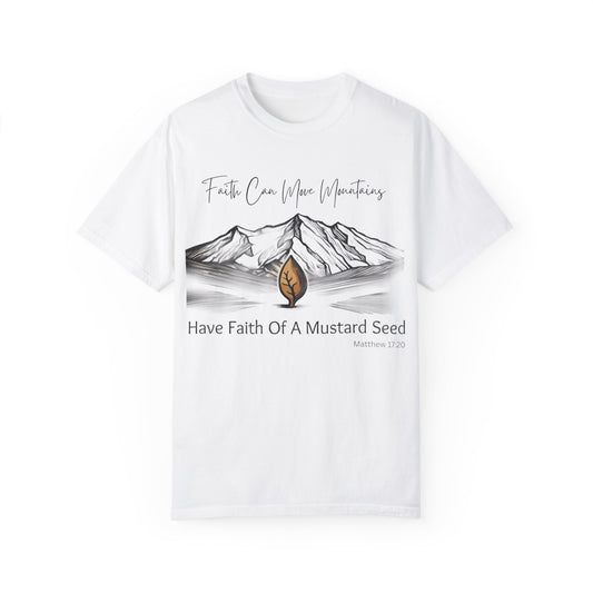 Faith Can Move Mountains – Mustard Seed Christian T-Shirt (Matthew 17:20)