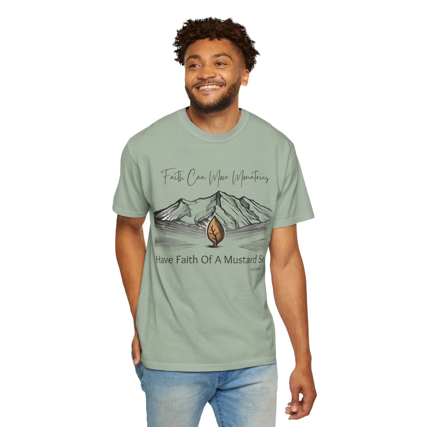 Faith Can Move Mountains – Mustard Seed Christian T-Shirt (Matthew 17:20)