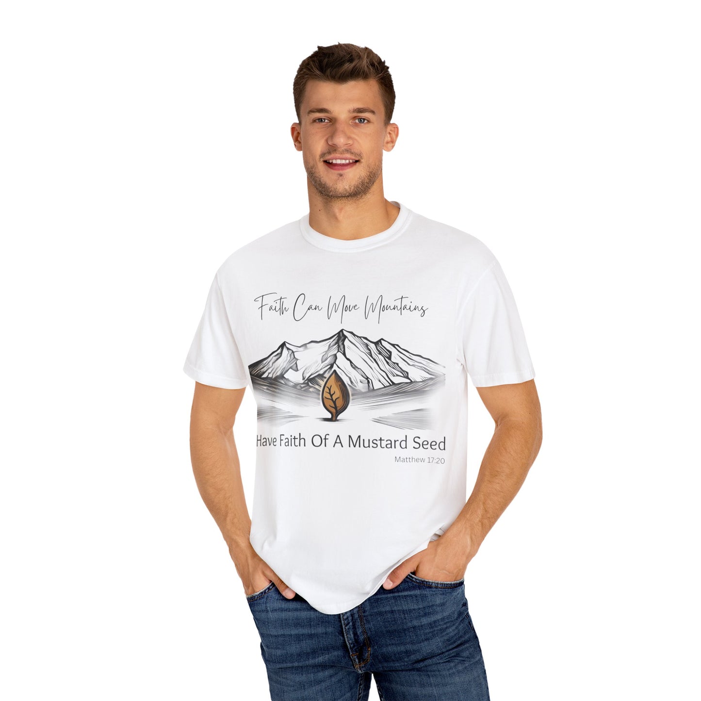 Faith Can Move Mountains – Mustard Seed Christian T-Shirt (Matthew 17:20)