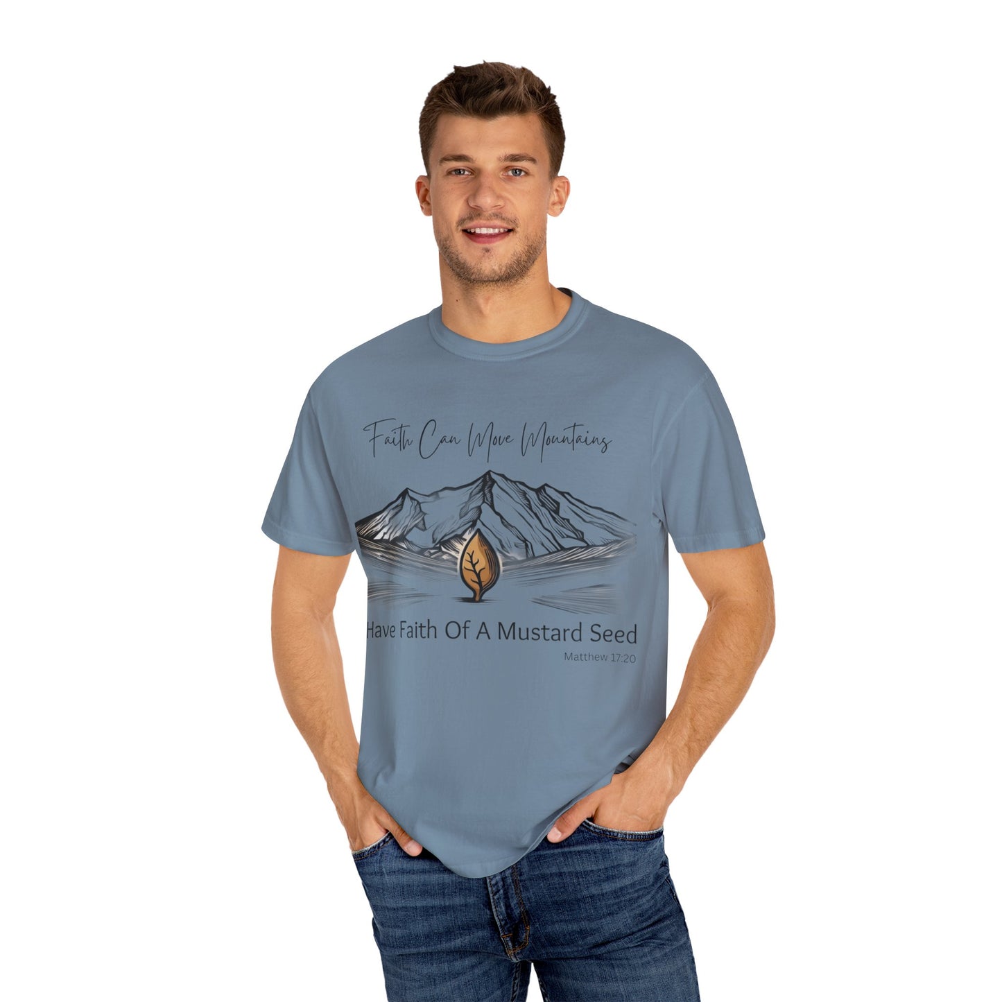 Faith Can Move Mountains – Mustard Seed Christian T-Shirt (Matthew 17:20)