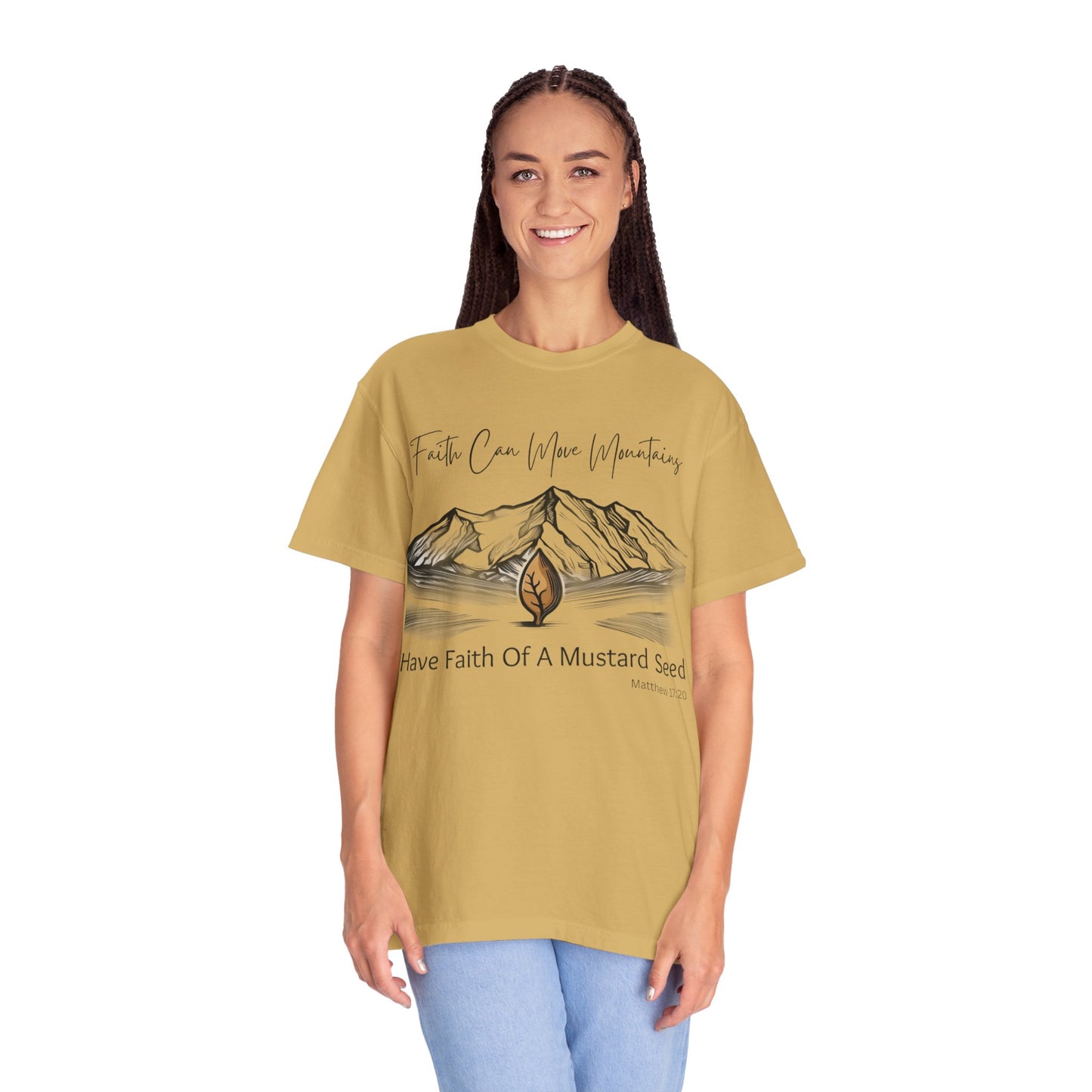 Faith Can Move Mountains – Mustard Seed Christian T-Shirt (Matthew 17:20)
