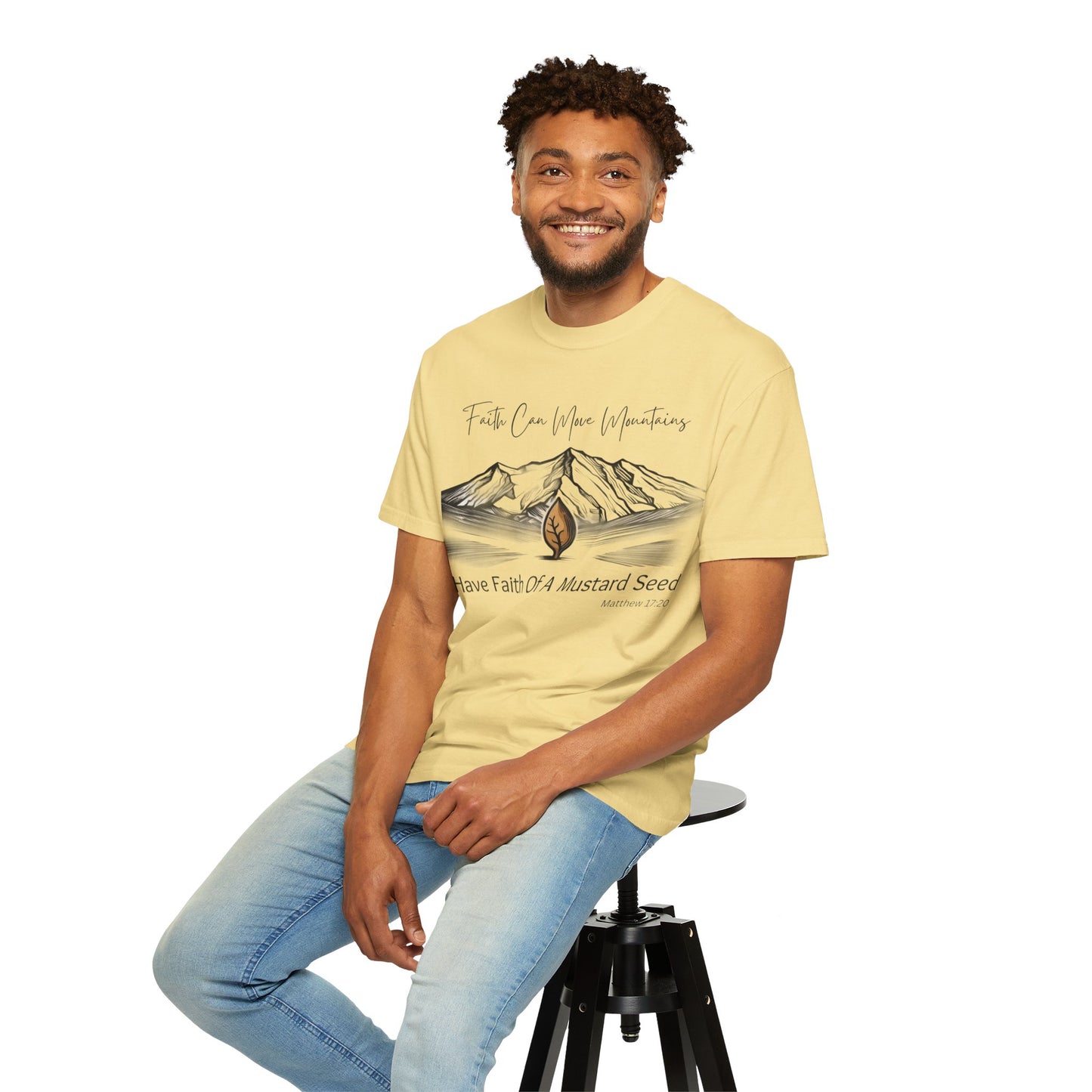 Faith Can Move Mountains – Mustard Seed Christian T-Shirt (Matthew 17:20)