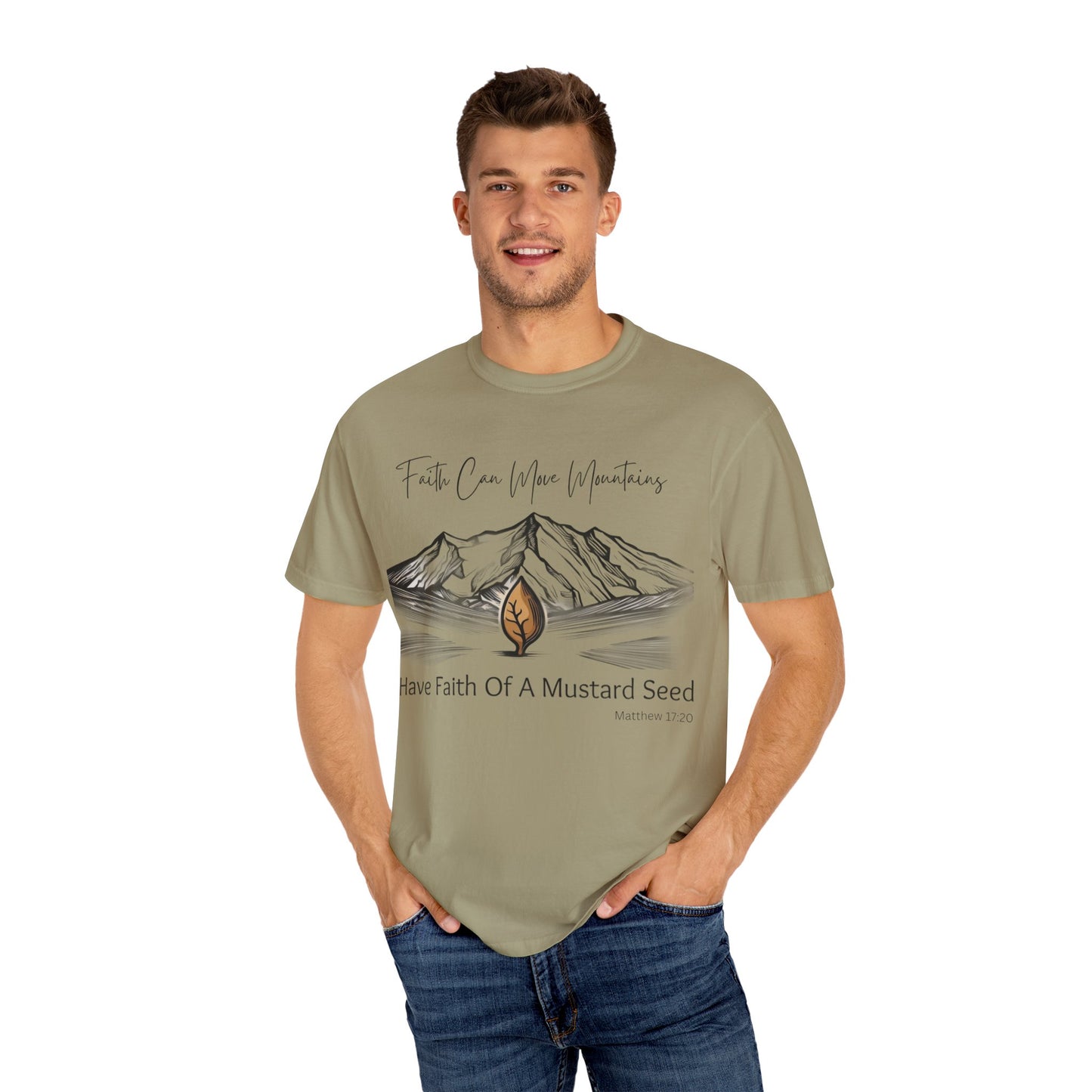Faith Can Move Mountains – Mustard Seed Christian T-Shirt (Matthew 17:20)