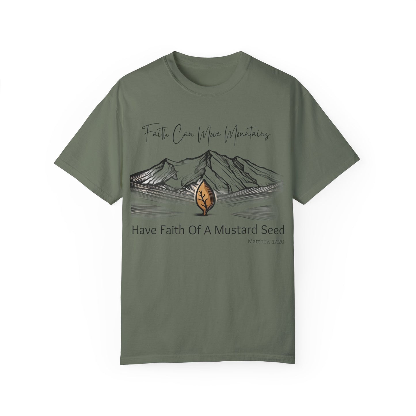 Faith Can Move Mountains – Mustard Seed Christian T-Shirt (Matthew 17:20)