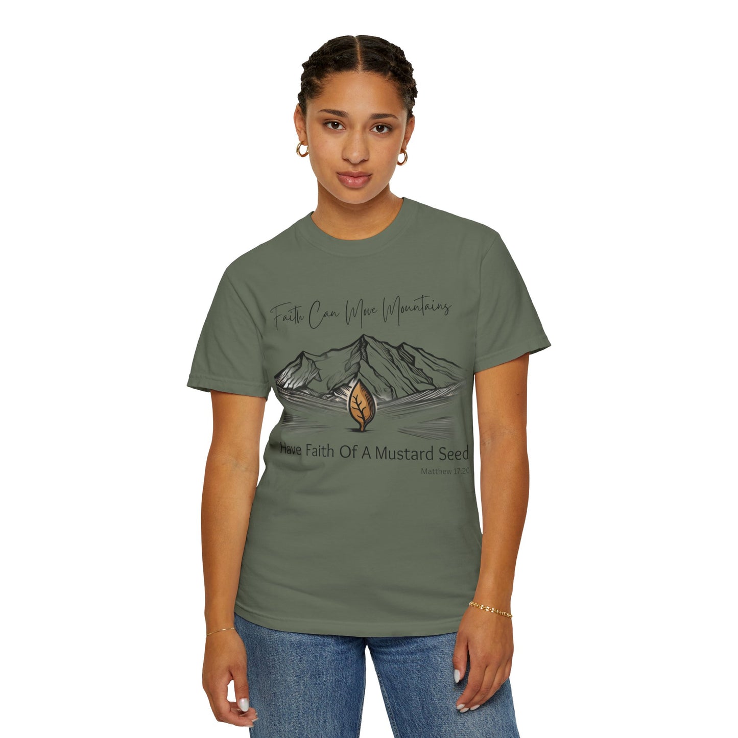 Faith Can Move Mountains – Mustard Seed Christian T-Shirt (Matthew 17:20)