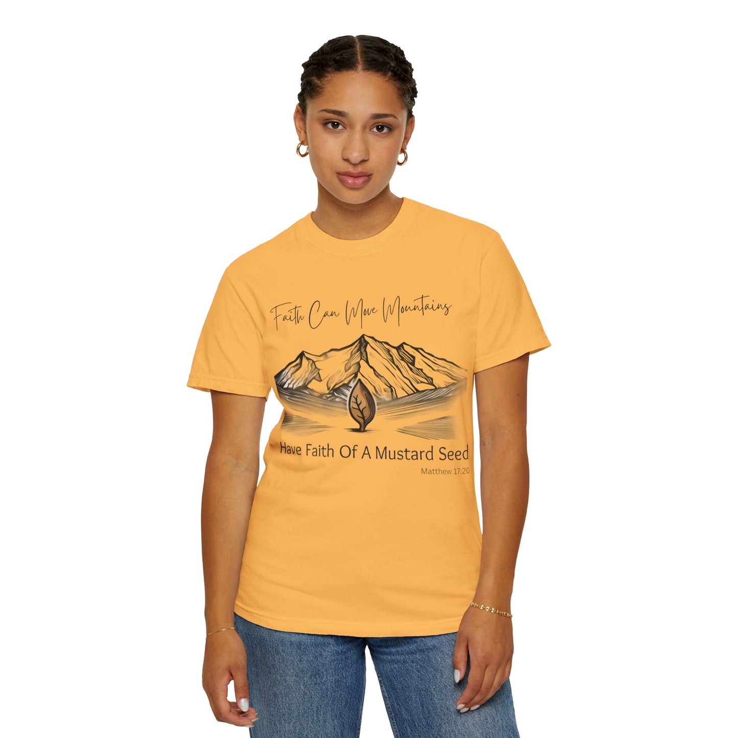 Faith Can Move Mountains – Mustard Seed Christian T-Shirt (Matthew 17:20)