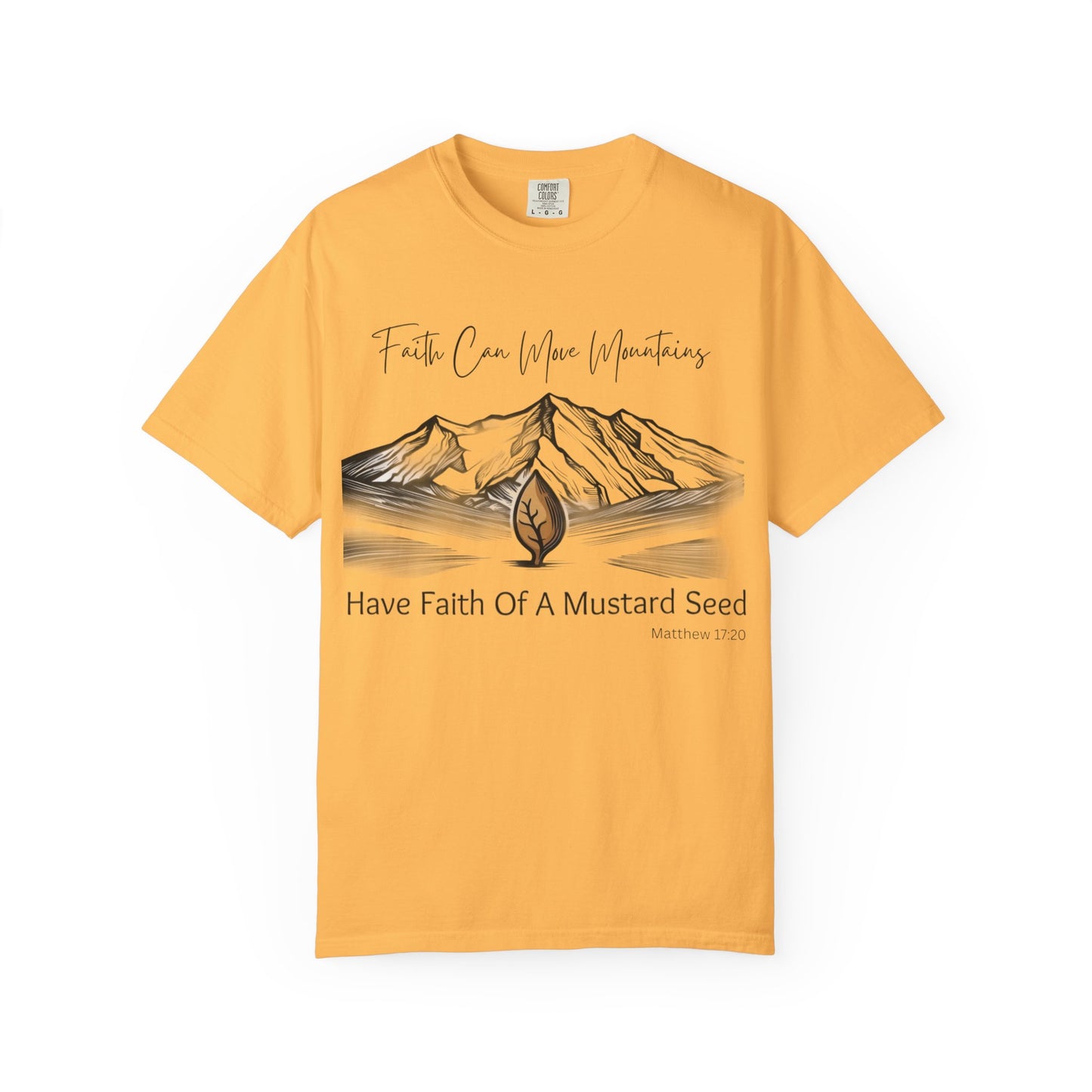 Faith Can Move Mountains – Mustard Seed Christian T-Shirt (Matthew 17:20)