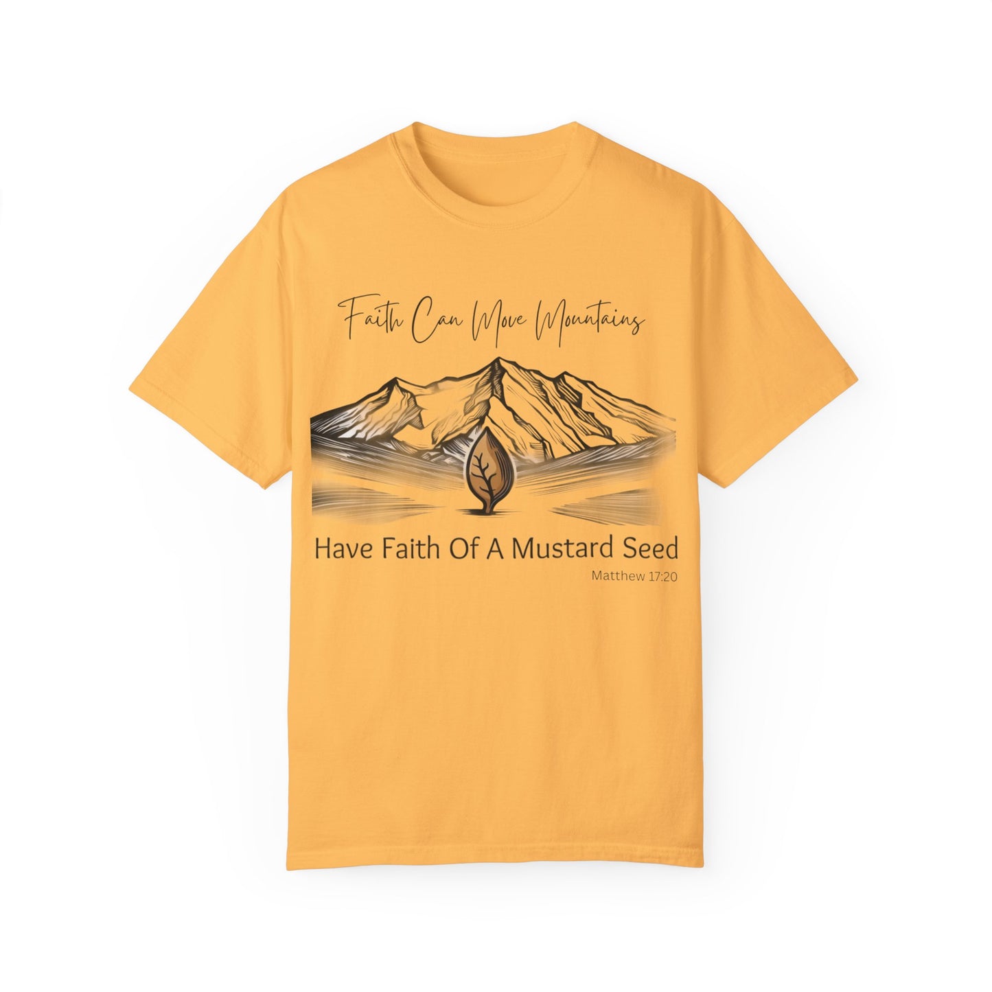 Faith Can Move Mountains – Mustard Seed Christian T-Shirt (Matthew 17:20)