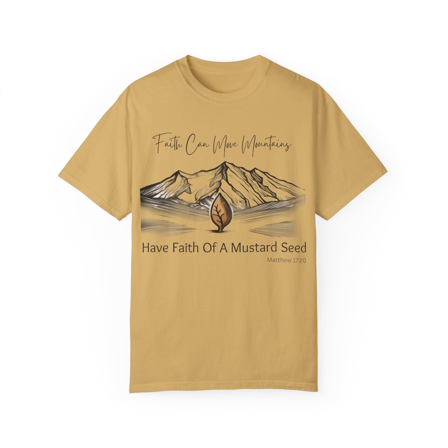 Faith Can Move Mountains – Mustard Seed Christian T-Shirt (Matthew 17:20)