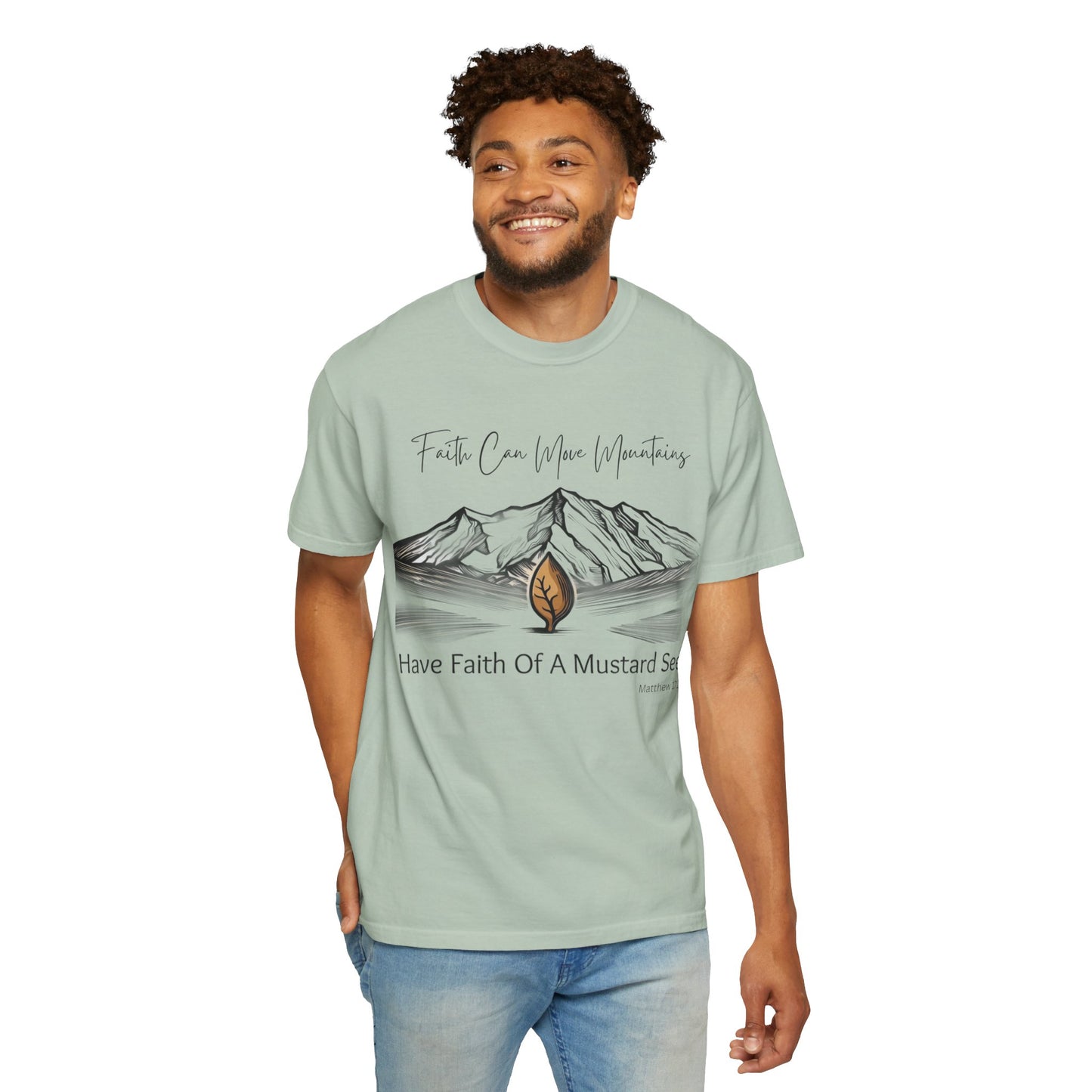 Faith Can Move Mountains – Mustard Seed Christian T-Shirt (Matthew 17:20)